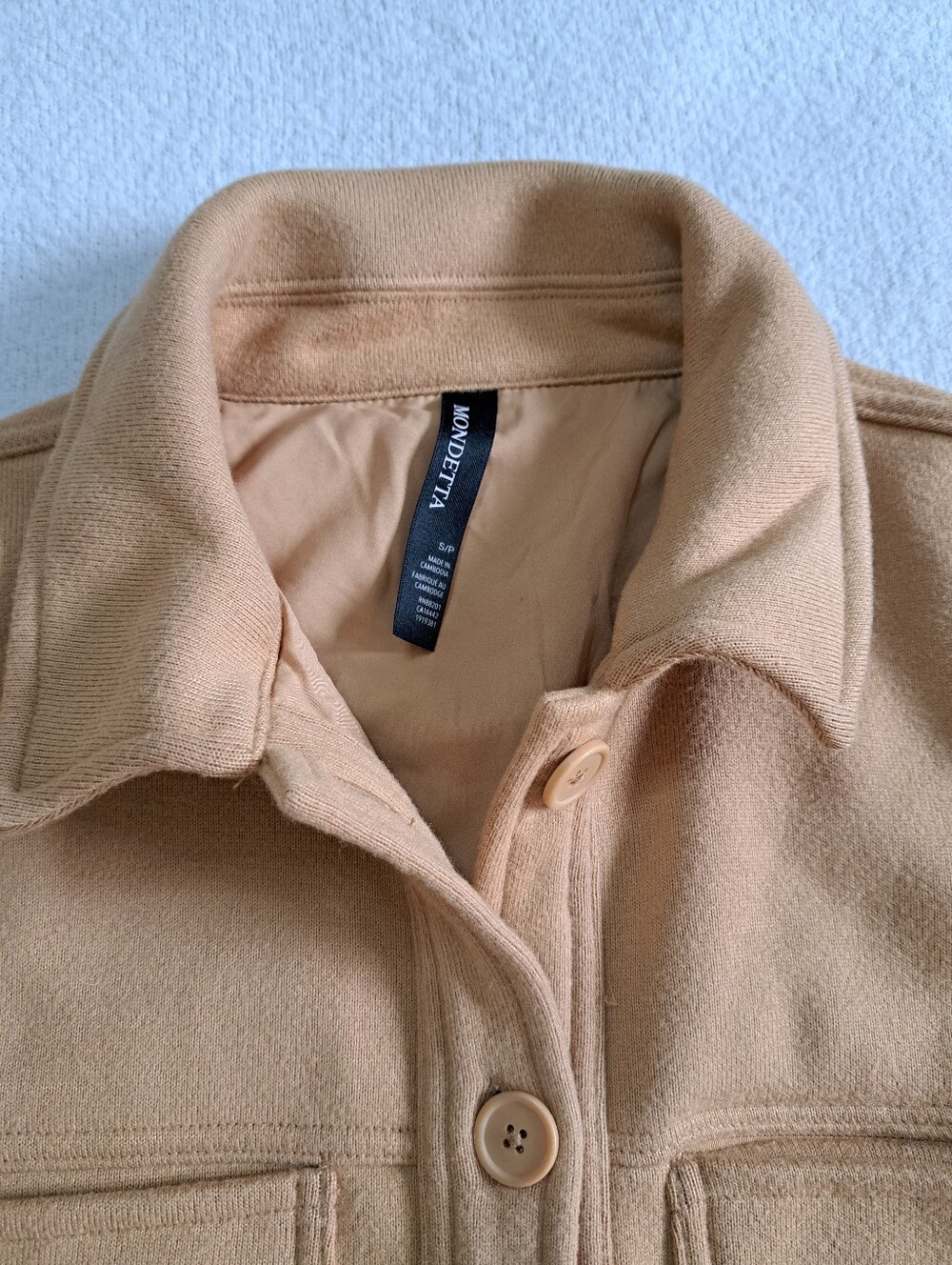 Mondetta On The Go Jacket Cropped Camel Tan Button-Up Casual Womens Size Small - Picture 7 of 16